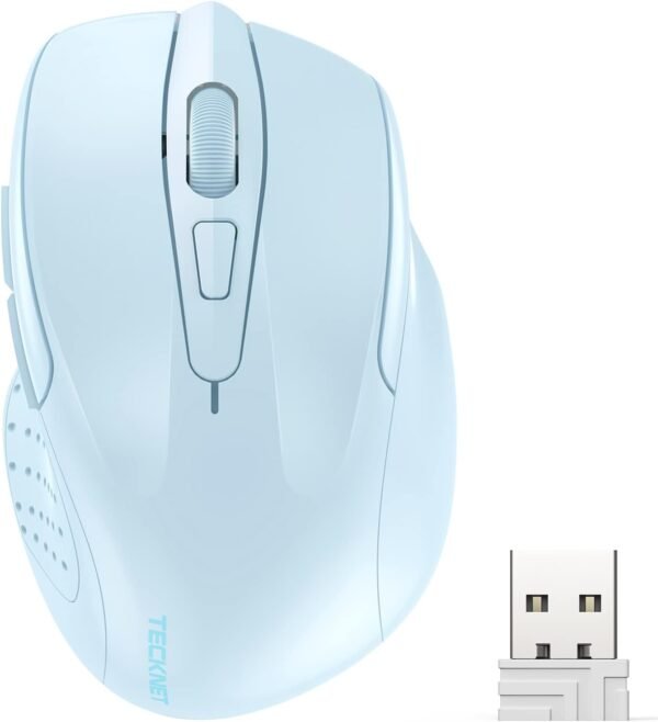 TECKNET Mouse sem fio, mouse óptico ergonômico de 2,4 G, mouse de computador para laptop, PC, computador, Chromebook, notebook, 6 botões, vida útil da bateria de 24 meses, 4000 DPI, 6 níveis de ajuste