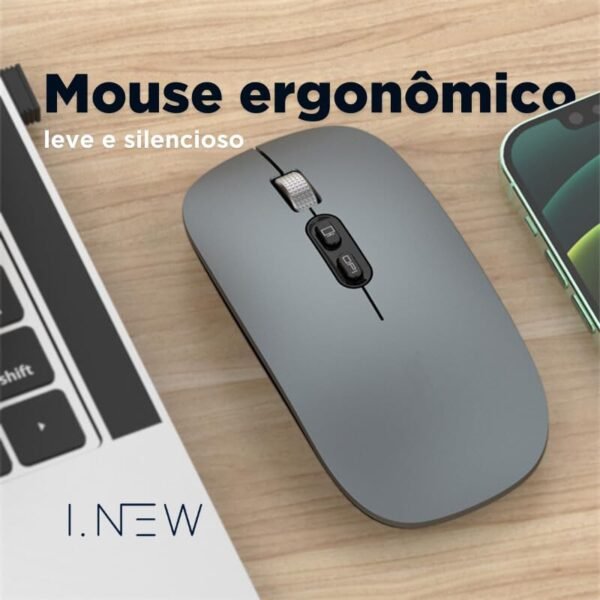 Mouse SLIM recarregável Bluetooth Para Apple MacBook Air e Apple MacBook Pro inclusive modelos Macbook Air M1 - M2 E M3 - MacBook Pro M1 - M2 - M3 e MacBook Pro M4 (Cinza) - Image 5