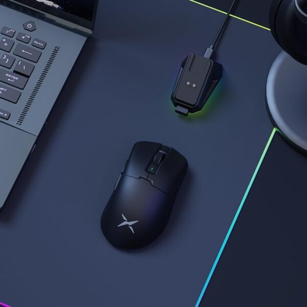 DeLUX M900PRO Mouse Gamer sem Fio, Taxa de Polling de 8000Hz, Base de Carregamento RGB, Design Ergonômico de 63g, Sensor PAW3395 com 26000DPI, Botões Programáveis ​​(Preto) - Image 9