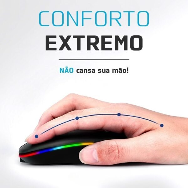 Mouse Sem Fio Recarregavel 2.4g Wireless USB para Notebook Desktop TV (PRETO) - Image 3