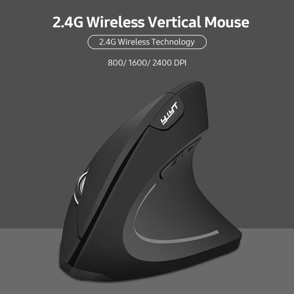 Mouse Ergonômico 2.4G sem fio mouse vertical ergonômico mouse vertical mouse vertical mouse óptico 3 níveis de DPI conveniente/plug & play preto - Image 2