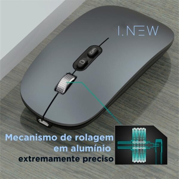Mouse SLIM recarregável Bluetooth Para Apple MacBook Air e Apple MacBook Pro inclusive modelos Macbook Air M1 - M2 E M3 - MacBook Pro M1 - M2 - M3 e MacBook Pro M4 (Cinza) - Image 2