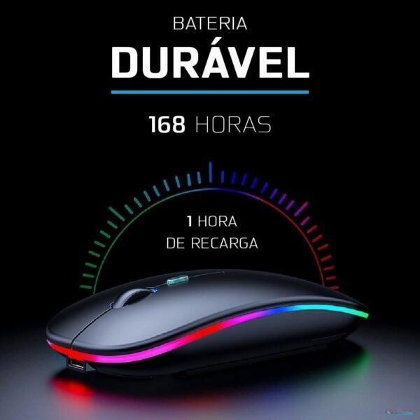 Mouse Sem Fio Recarregavel 2.4g Wireless USB para Notebook Desktop TV (PRETO) - Image 4