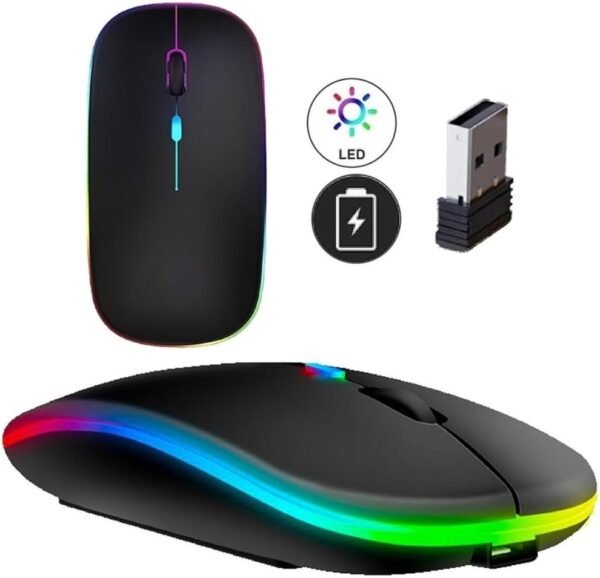 Mouse Sem Fio Recarregavel 2.4g Wireless USB para Notebook Desktop TV (PRETO) - Image 2