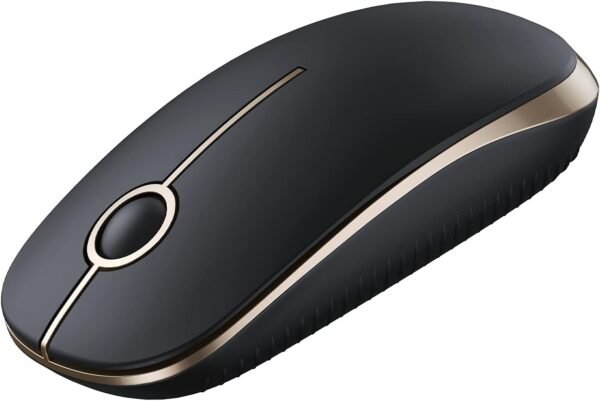 Mouse sem fio Vssoplor, mouse de computador portátil fino 2.4G com receptor Nano Mouse óptico silencioso e silencioso para notebook, PC, laptop, computador-preto e dourado - Image 9