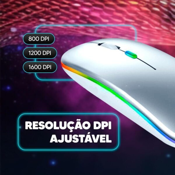 Mouse Sem Fio com Bluetooth Recarregável Óptico Wireless Silencioso Led Rgb Colorido Ergonômico Usb 2.4 Ghz para Notebook Computador Pc Desktop (BRANCO) - Image 4