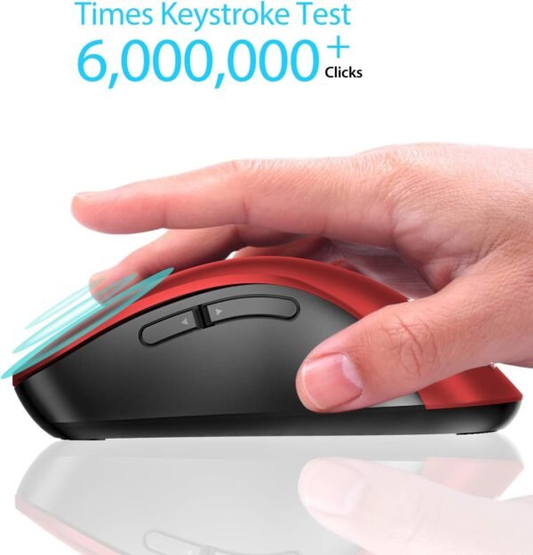 memzuoix Mouse sem fio de 2,4 G, mouse óptico móvel sem fio de 1200 DPI com receptor USB, mouse de computador portátil para laptop, PC, desktop, MacBook, 5 botões, vermelho - Image 3