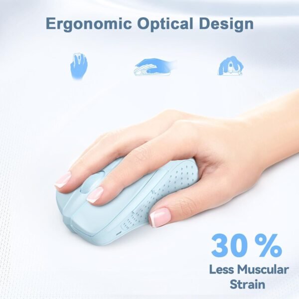 TECKNET Mouse sem fio, mouse óptico ergonômico de 2,4 G, mouse de computador para laptop, PC, computador, Chromebook, notebook, 6 botões, vida útil da bateria de 24 meses, 4000 DPI, 6 níveis de ajuste - Image 2