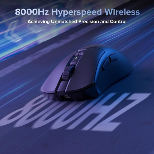 DeLUX M900PRO Mouse Gamer sem Fio, Taxa de Polling de 8000Hz, Base de Carregamento RGB, Design Ergonômico de 63g, Sensor PAW3395 com 26000DPI, Botões Programáveis ​​(Preto) - Image 4