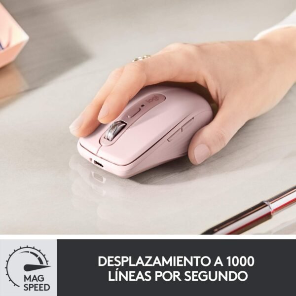 Mouse sem fio Logitech MX Anywhere 3 Compacto, Confortável, Uso em Qualquer Superfície, USB Unifying ou Bluetooth, Recarregável para Apple Mac, iPad, Windows PC, Linux, Chrome - Rosa - Image 2