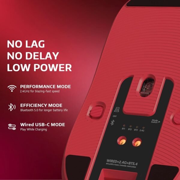 Mouse para jogos ATTACK SHARK X6 49g Superlight sem fio com base de carregamento RGB magnético, mouse ultraleve PixArt PAW3395, 26000DPI, mouse sem fio/com fio BT/2.4G, bateria de 200 horas para - Image 5