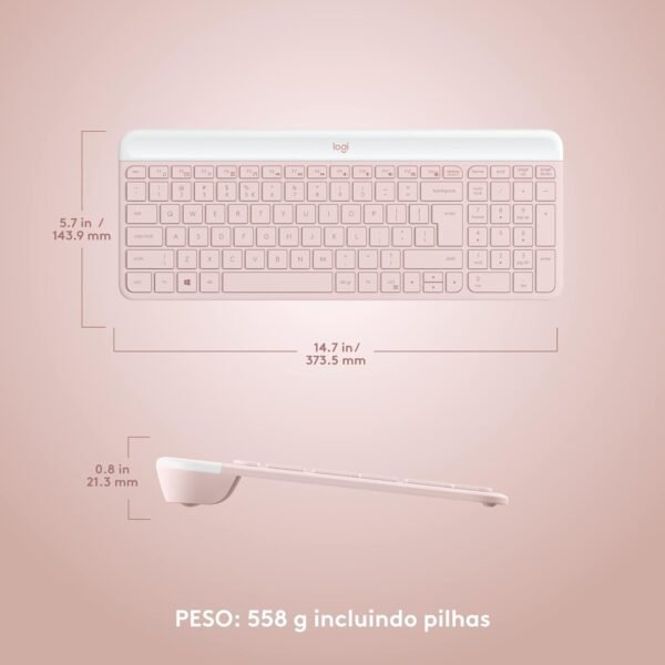 Combo Teclado e Mouse sem fio Logitech MK470 com Design Slim, Digitação e Clique Silencioso, Mouse Ambidestro, Conexão USB e Pilhas Inclusas - Rosa - Image 8
