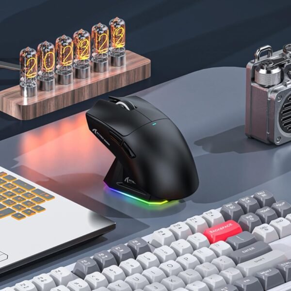 ATTACK SHARK Mouse X11 Leve Sem Fio Para Jogos Com Base De Carregamento RGB, Tri-Mode-2.4G/USB-C Com Fio/BT, DPI 22K, Sensor Óptico PAW3311, 5 Botões Programáveis ​​Para PC/Mac (Preto) - Image 8