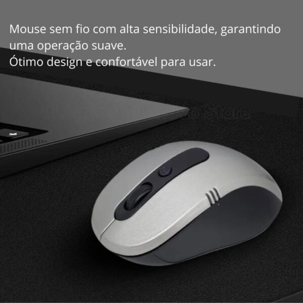 Mouse Sem Fio Óptico 2.4 GHz Com Receptor USB, Até 10 Metros De Alcance, Confortável e Ergonômico (KRV Magazine)(Preto) - Image 3