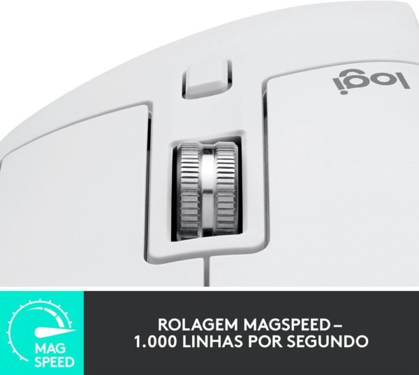 Mouse sem fio Logitech MX Master 3S com Sensor Darkfield para Uso em Qualquer Superfície, Design Ergonômico, Clique Silencioso, Conexão USB ou Bluetooth - Cinza Claro - Image 4