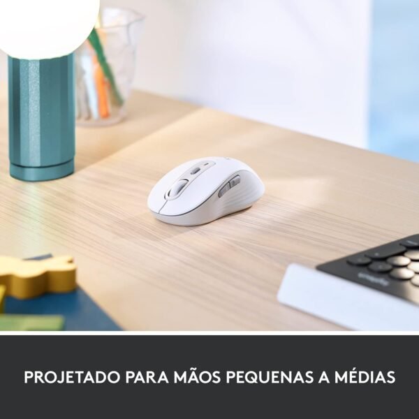 Mouse Sem Fio Logitech Signature M650 com Design de Tamanho Compacto, Clique Silencioso, Botões Laterais Personalizáveis, Conexão USB e Bluetooth - Branco - Image 3