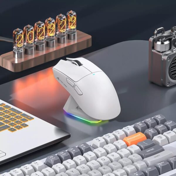 ATTACK SHARK Mouse X11 Leve Sem Fio Para Jogos Com Base De Carregamento RGB, Tri-Mode-2.4G/USB-C Com Fio/BT, DPI 22K, Sensor Óptico PAW3311, 5 Botões Programáveis ​​Para PC/Mac (Branco) - Image 8