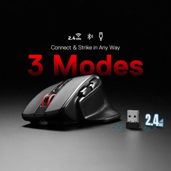 Mouse Gamer Redragon Bullseye Pro, Wireless 2.4GHz Cabo ou Bluetooth, RGB, 7 Botões, 26000DPI, Preto - M806RGB-PRO - Image 3