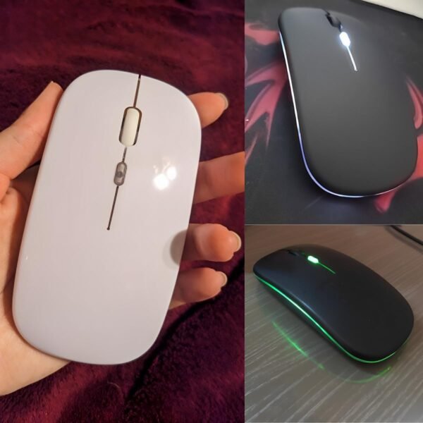 Mouse Sem Fio Recarregável Óptico Com Luz Led Rgb Colorido Wireless Usb 2.4Ghz - Image 2