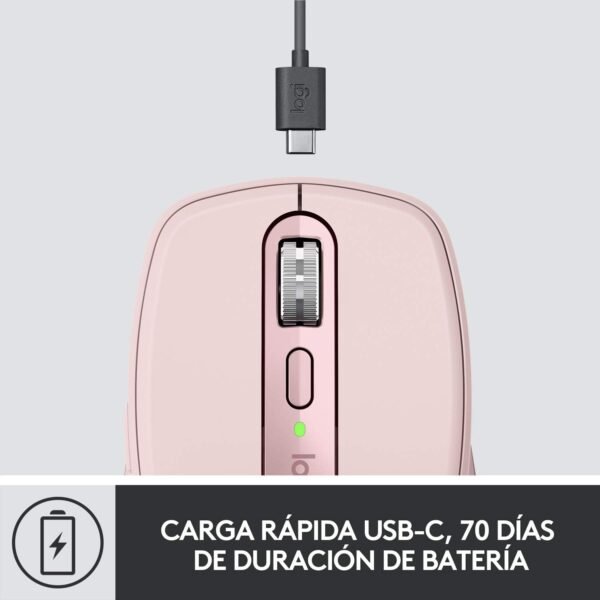 Mouse sem fio Logitech MX Anywhere 3 Compacto, Confortável, Uso em Qualquer Superfície, USB Unifying ou Bluetooth, Recarregável para Apple Mac, iPad, Windows PC, Linux, Chrome - Rosa - Image 5