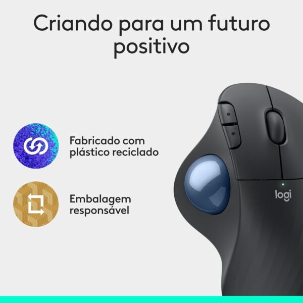 Mouse sem fio Logitech Trackball ERGO M575S com Cliques Silenciosos, Controle Fácil do Polegar, Rastreamento Preciso e Suave, Conexão Bluetooth e USB Logi Bolt - Compatível com PC/Mac - Image 9