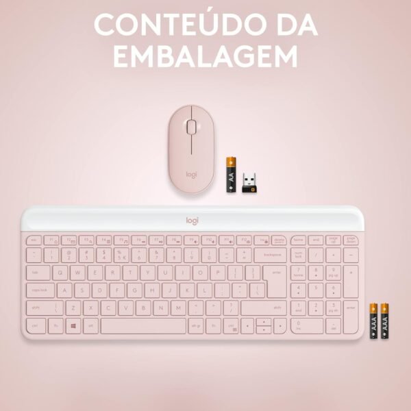 Combo Teclado e Mouse sem fio Logitech MK470 com Design Slim, Digitação e Clique Silencioso, Mouse Ambidestro, Conexão USB e Pilhas Inclusas - Rosa - Image 10
