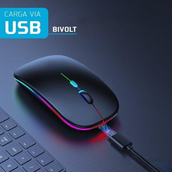 Mouse Sem Fio Recarregavel 2.4g Wireless USB para Notebook Desktop TV (PRETO) - Image 8