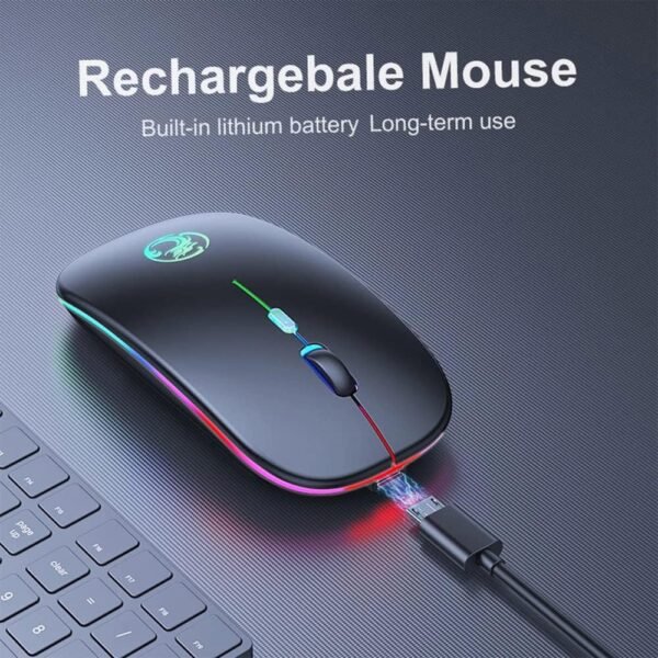 Mouse Sem Fio Recarregável Sem Fio Led Rgb 2.4ghz 1600 DPI 10 m PC Notebook Mac Win - Image 6