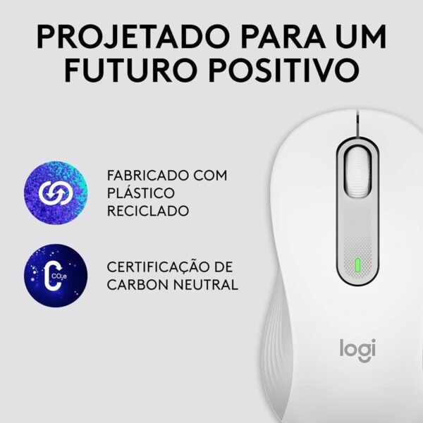 Mouse Sem Fio Logitech Signature M650 com Design de Tamanho Compacto, Clique Silencioso, Botões Laterais Personalizáveis, Conexão USB e Bluetooth - Branco - Image 5