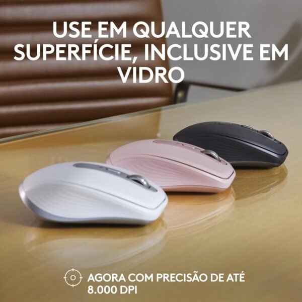 Mouse sem fio Logitech MX Anywhere 3S Compacto, Rolagem rápida, Uso em Qualquer Superfície, Clique Silencioso, Botões programáveis, Recarregável, Conexão Bluetooth - Grafite - Image 4