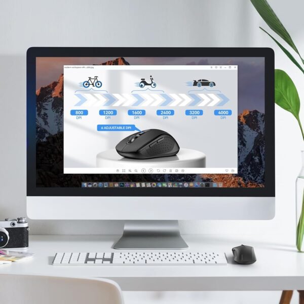 TECKNET Mouse Bluetooth, mouse sem fio 4000DPI Bluetooth para laptop 2 em 1 (BT 5.0/3.0 + 2,4 Ghz), mouse portátil para PC sem fio com receptor USB para Mac, compatível com MacBook Chromebook - Image 3
