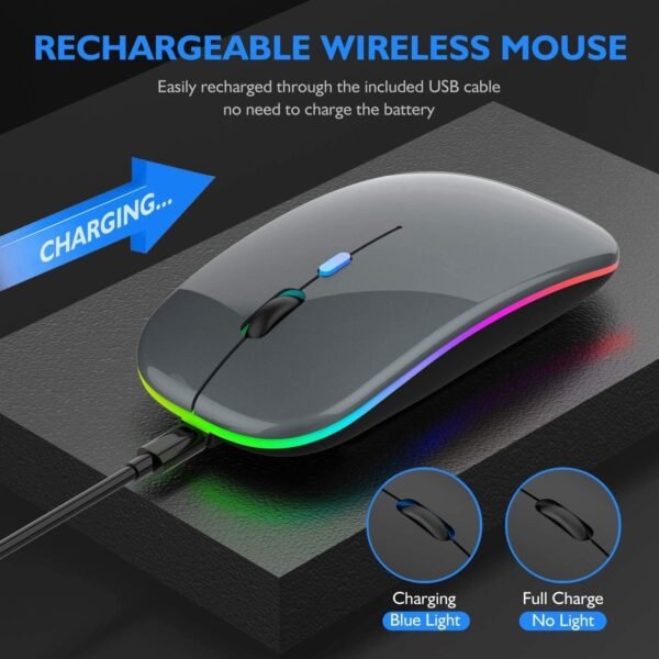 Mouse LED Bluetooth sem fio, mouse Bluetooth para Mac, mouse Bluetooth para iPad Pro/iPad Air, mouse sem fio para MacBook Pro/MacBook Air//laptop/Mac (cinza) - Image 7