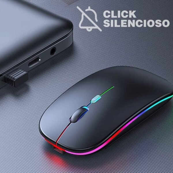 Mouse Sem Fio Recarregável Sem Fio Led Rgb 2.4ghz 1600 DPI 10 m PC Notebook Mac Win - Image 4