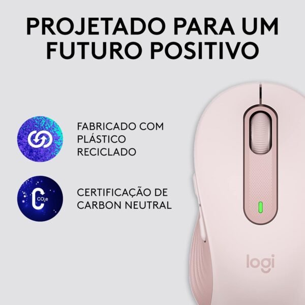 Mouse Sem Fio Logitech Signature M650 com Design de Tamanho Compacto, Clique Silencioso, Botões Laterais Personalizáveis, Conexão USB e Bluetooth - Rosa - Image 5