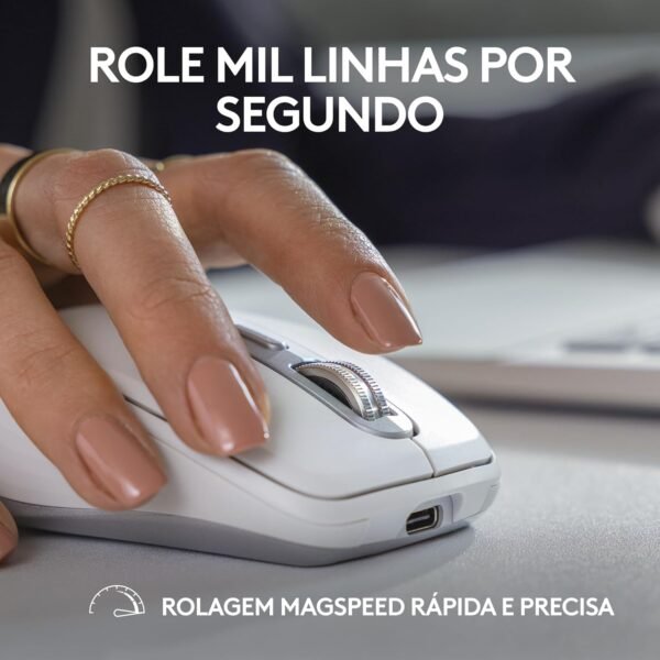 Mouse sem fio Logitech MX Anywhere 3S Compacto, Rolagem rápida, Uso em Qualquer Superfície, Clique Silencioso, Botões programáveis, Recarregável, Conexão Bluetooth - Grafite - Image 6