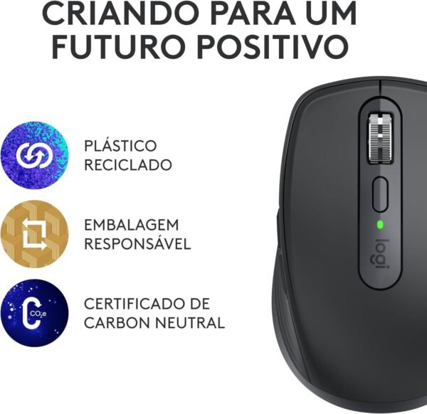 Mouse sem fio Logitech MX Anywhere 3S Compacto, Rolagem rápida, Uso em Qualquer Superfície, Clique Silencioso, Botões programáveis, Recarregável, Conexão Bluetooth - Grafite - Image 10