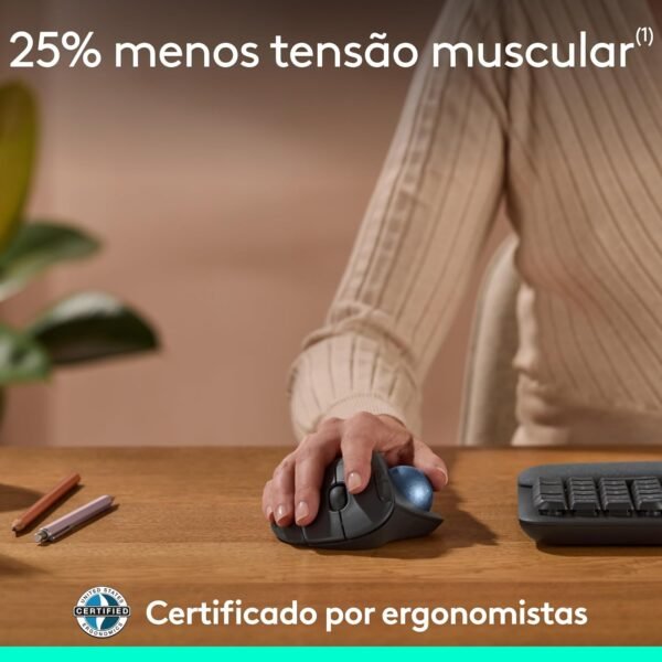 Mouse sem fio Logitech Trackball ERGO M575S com Cliques Silenciosos, Controle Fácil do Polegar, Rastreamento Preciso e Suave, Conexão Bluetooth e USB Logi Bolt - Compatível com PC/Mac - Image 4