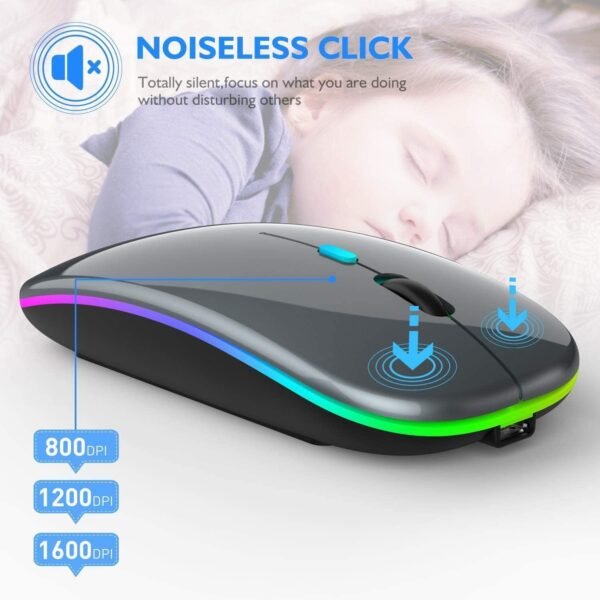 Mouse LED Bluetooth sem fio, mouse Bluetooth para Mac, mouse Bluetooth para iPad Pro/iPad Air, mouse sem fio para MacBook Pro/MacBook Air//laptop/Mac (cinza) - Image 6