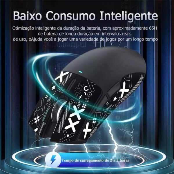 ATTACK SHARK Mouse X11 Leve Sem Fio Para Jogos Com Base De Carregamento RGB, Tri-Mode-2.4G/USB-C Com Fio/BT, DPI 22K, Sensor Óptico PAW3311, 5 Botões Programáveis ​​Para PC/Mac (Preto) - Image 3