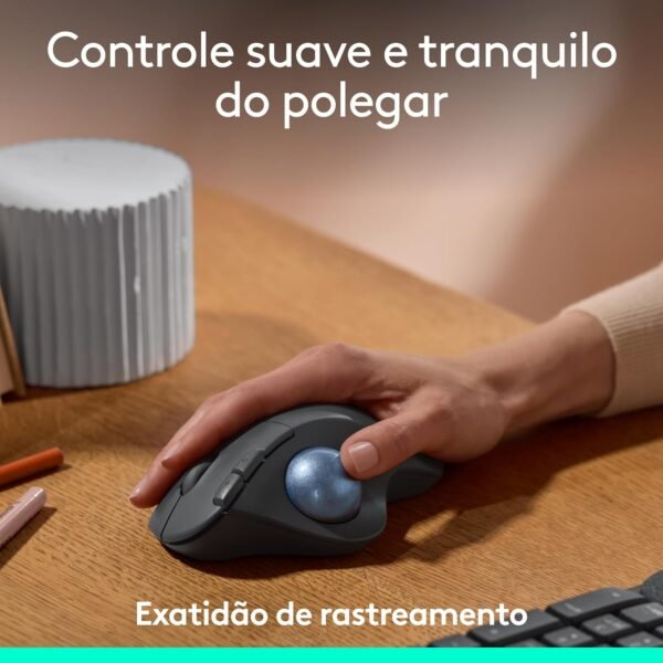 Mouse sem fio Logitech Trackball ERGO M575S com Cliques Silenciosos, Controle Fácil do Polegar, Rastreamento Preciso e Suave, Conexão Bluetooth e USB Logi Bolt - Compatível com PC/Mac - Image 2