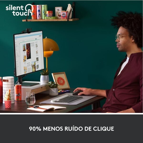 Mouse Sem Fio Logitech Signature M650 com Design de Tamanho Compacto, Clique Silencioso, Botões Laterais Personalizáveis, Conexão USB e Bluetooth - Grafite - Image 4