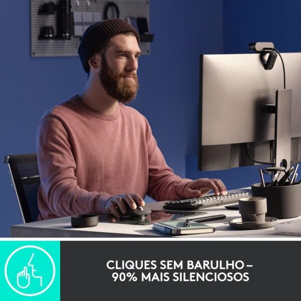 Mouse sem fio Logitech MX Master 3S com Sensor Darkfield para Uso em Qualquer Superfície, Design Ergonômico, Clique Silencioso, Conexão USB ou Bluetooth - Cinza Claro - Image 3