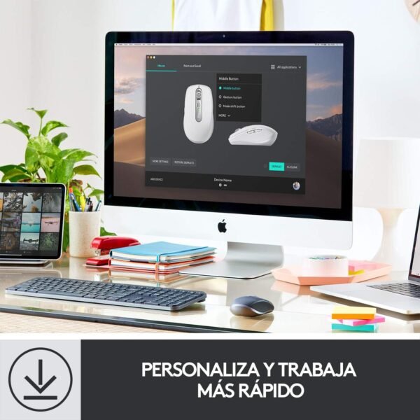 Mouse sem fio Logitech MX Anywhere 3 Compacto, Confortável, Uso em Qualquer Superfície, USB Unifying ou Bluetooth, Recarregável para Apple Mac, iPad, Windows PC, Linux, Chrome - Rosa - Image 8