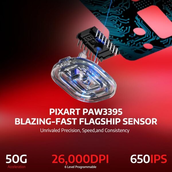 Mouse para jogos ATTACK SHARK X6 49g Superlight sem fio com base de carregamento RGB magnético, mouse ultraleve PixArt PAW3395, 26000DPI, mouse sem fio/com fio BT/2.4G, bateria de 200 horas para - Image 6