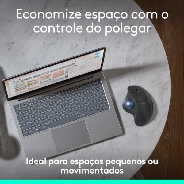 Mouse sem fio Logitech Trackball ERGO M575S com Cliques Silenciosos, Controle Fácil do Polegar, Rastreamento Preciso e Suave, Conexão Bluetooth e USB Logi Bolt - Compatível com PC/Mac - Image 8