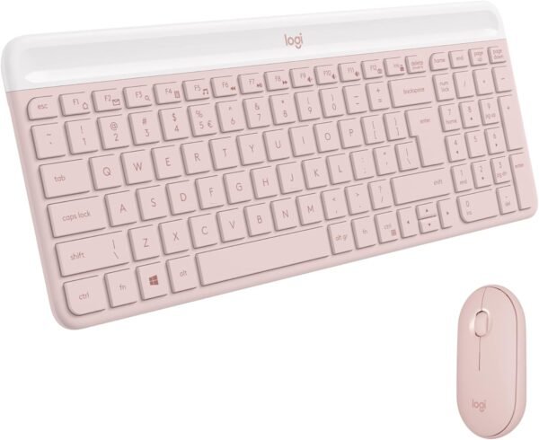 Combo Teclado e Mouse sem fio Logitech MK470 com Design Slim, Digitação e Clique Silencioso, Mouse Ambidestro, Conexão USB e Pilhas Inclusas - Rosa