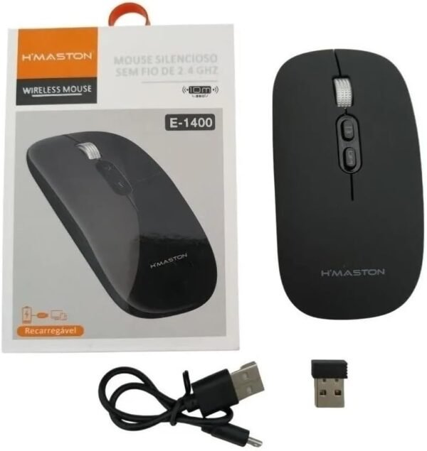 Mouse H'MASTON Sem Fio Wireless Bateria Recarregável Silencioso