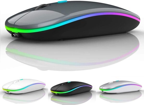 Mouse LED Bluetooth sem fio, mouse Bluetooth para Mac, mouse Bluetooth para iPad Pro/iPad Air, mouse sem fio para MacBook Pro/MacBook Air//laptop/Mac (cinza)