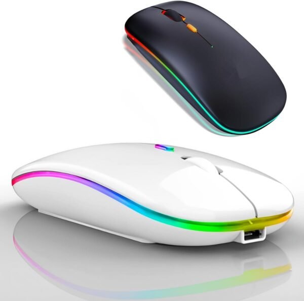 Mouse Sem Fio Recarregável Óptico Com Luz Led Rgb Colorido Wireless Usb 2.4Ghz