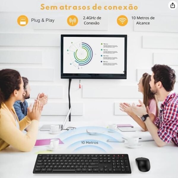 Combo Slim Teclado Mouse fone de Ouvido Sem Fio Bluetooth Com Microfona Kit Home Office. (Preto) - Image 5